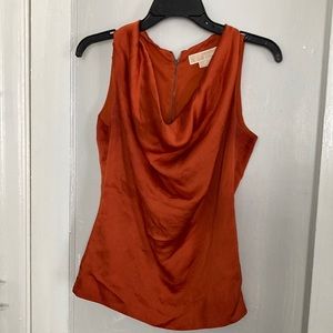 Michael Kors Size 2 Orange/Copper Scoop Neck Sleeveless Blouse Top